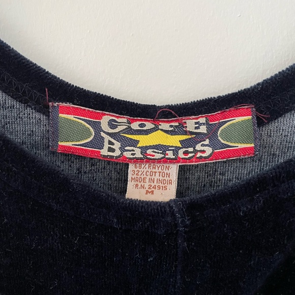 Vintage soft navy blue sleeveless velvet mini dress - Picture 2 of 4